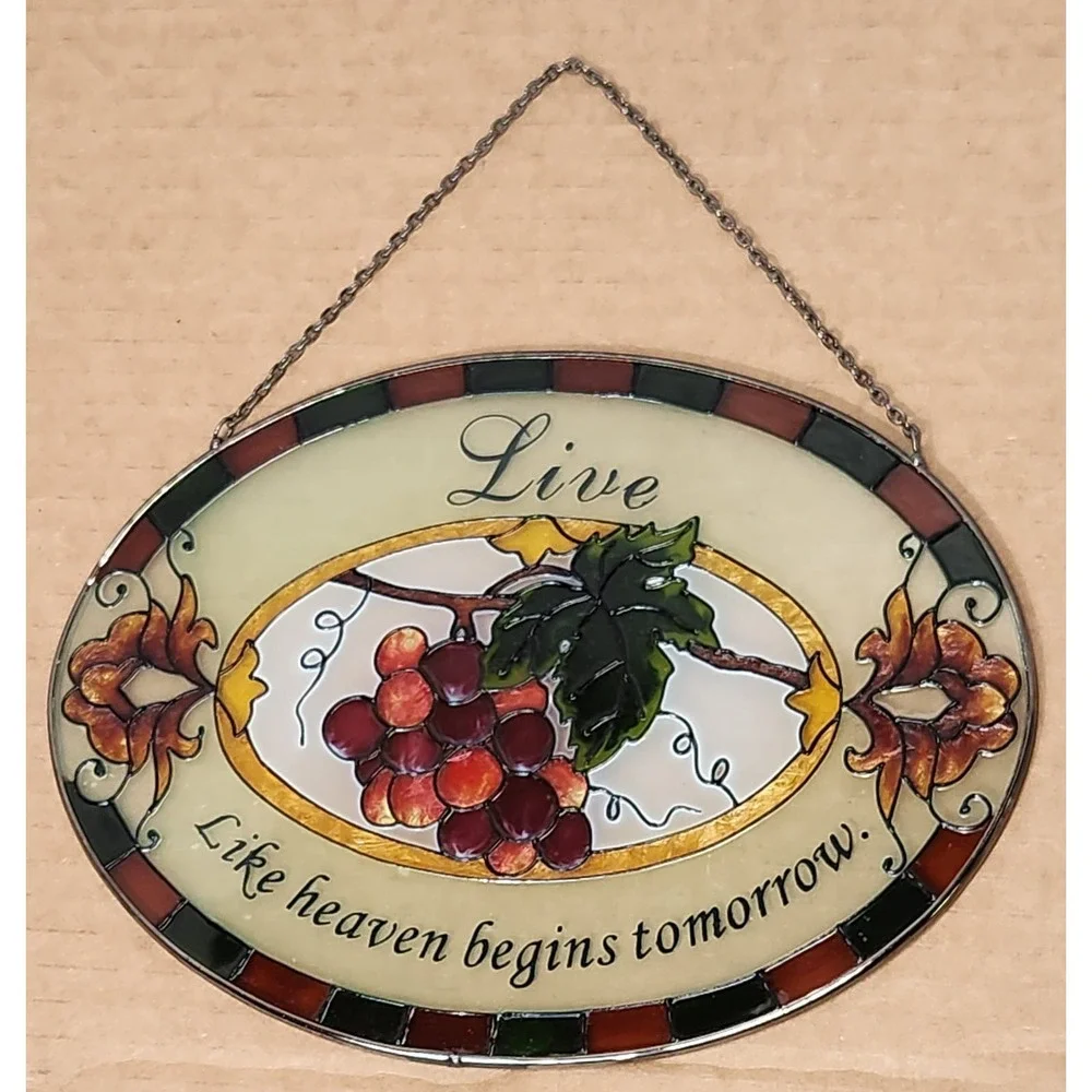 Painted Stained Glass Live Like Heaven Begins Tomorrow Ready‎ to hang